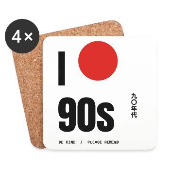 I Love The 90s Red Sun Be Kind Spul zurück - Untersetzer (4er-Set) - Weiß - Vorne