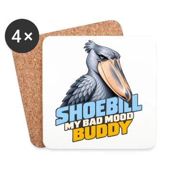 Schuhschnabel – Mein schlechte Laune-Kumpel | Exotischer Vogel - Untersetzer (4er-Set) - Weiß - Vorne