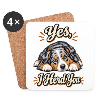 Ja, ich hüte dich – Australian Shepherd Aussie Dad - Untersetzer (4er-Set) - Weiß - Vorne