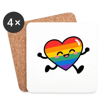 Regenbogenherz-Lächeln - Untersetzer (4er-Set) - Weiß - Vorne