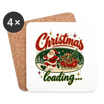 Christmas Loading Funny Santa Holiday Gaming Style - Untersetzer (4er-Set) - Weiß - Vorne