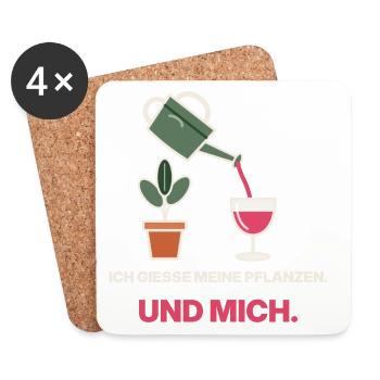 Ich gieße Pflanzen Und Mich - Untersetzer (4er-Set) - Weiß - Vorne
