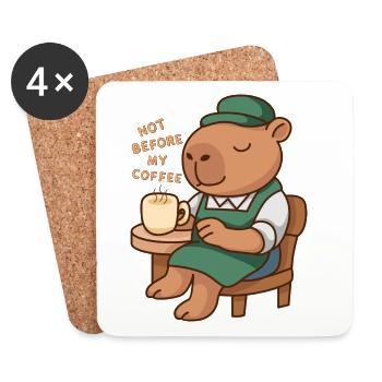 Not Before My Coffee Capybara Barista - Untersetzer (4er-Set) - Weiß - Vorne