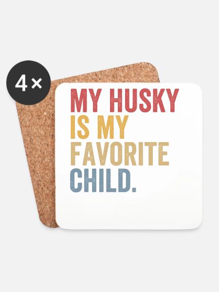 Mein Husky ist mein Lieblingskind - Untersetzer (4er-Set) - Weiß