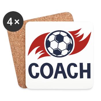Trainer Papa Fußballduo Vater und Sohn - Untersetzer (4er-Set) - Weiß - Vorne