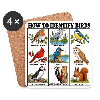 How to Identify Birds Funny Birding Birder Fitted  - Untersetzer (4er-Set) - Weiß - Vorne