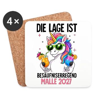  Die Lage Ist Besäufniserregend mit Einhorn Malle - Untersetzer (4er-Set) - Weiß - Vorne