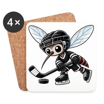 Mücke Moskito Eishockey Spieler Cartoon Cool - Untersetzer (4er-Set) - Weiß - Vorne