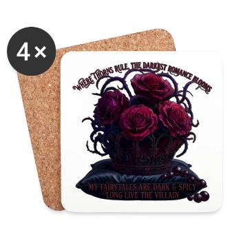 Dark Romance Bookish Merch - Spicy Villain - Untersetzer (4er-Set) - Weiß - Vorne