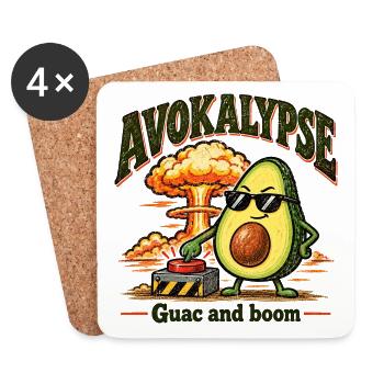 Avocado Apokalypse Guacamole Boom Essen Wortspiel Humor - Untersetzer (4er-Set) - Weiß - Vorne