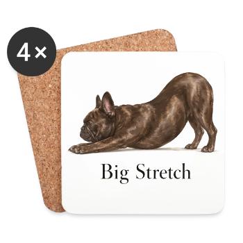 Big Stretch Französische Bulldogge Beim Dehnen - Untersetzer (4er-Set) - Weiß - Vorne