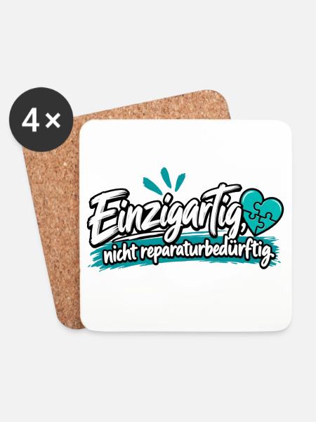 Einzigartig: Nicht Reparaturbedürftig - Untersetzer (4er-Set) - Weiß