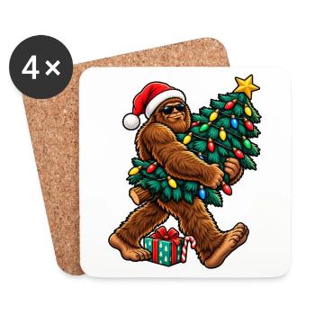 Sasquatch mit Weihnachtsbaum - Untersetzer (4er-Set) - Weiß - Vorne