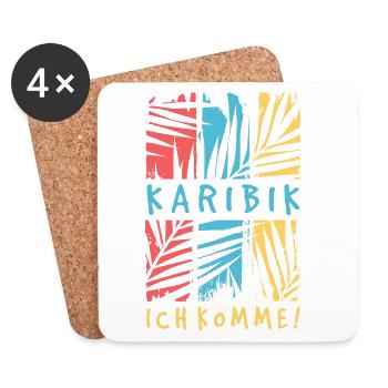 Karibik Ich Komme Urlaub Reise Fernweh Palmen - Untersetzer (4er-Set) - Weiß - Vorne