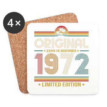 54. Geburtstag Geschenk November Jahrgang 1972 - Untersetzer (4er-Set) - Weiß - Vorne