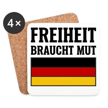 Freiheit braucht Mut Meinungsfreiheit - Untersetzer (4er-Set) - Weiß - Vorne
