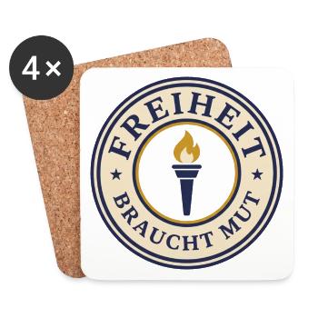 Freiheit braucht Mut Meinungsfreiheit - Untersetzer (4er-Set) - Weiß - Vorne