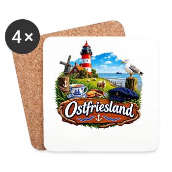 OSTFRIESLAND - Untersetzer (4er-Set) - Weiß - Vorne