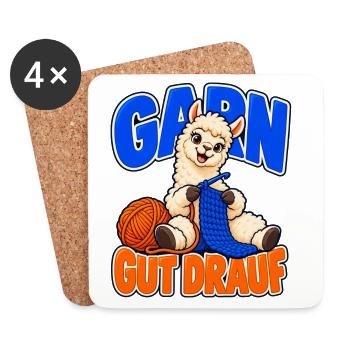 Garn gut drauf – Alpaka mit Häkelnadel und Wolle - Untersetzer (4er-Set) - Weiß - Vorne