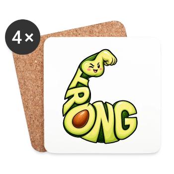 Strong – Starkes Avocado Fitness Kraft Motiv - Untersetzer (4er-Set) - Weiß - Vorne