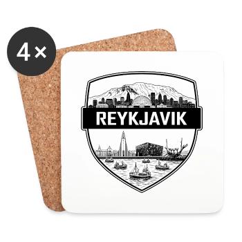 Reykjaviker Island-Schildwappen Hallgrimskirkja - Untersetzer (4er-Set) - Weiß - Vorne