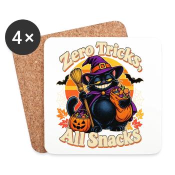 Halloween Hexenkatze Zero Tricks Snacks - Untersetzer (4er-Set) - Weiß - Vorne