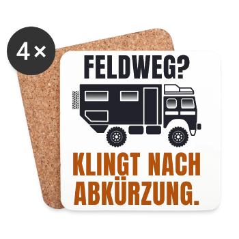 Forstweg? Klingt nach Abkürzung. – Offroad Spruch - Untersetzer (4er-Set) - Weiß - Vorne