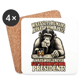 Affe gegen Präsident Satire Tee - Untersetzer (4er-Set) - Weiß - Vorne