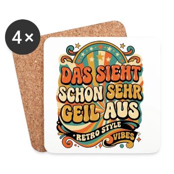 Retro Vibes: Das sieht schon geil aus - Untersetzer (4er-Set) - Weiß - Vorne