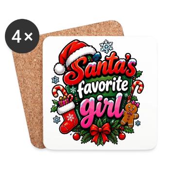 Santa Lieblingsgirl Weihnacht - Untersetzer (4er-Set) - Weiß - Vorne