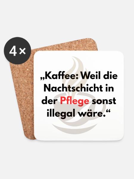 Pflegekräfte & Krankenschwestern Nachtschicht - Untersetzer (4er-Set) - Weiß