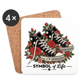 Symbol des Lebens — Sneakers & Rosen - Untersetzer (4er-Set) - Weiß - Vorne