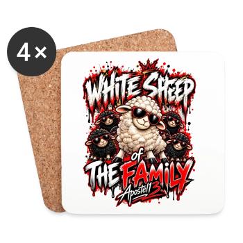 White Sheep of the Family – Funny Black Sheep Desi - Untersetzer (4er-Set) - Weiß - Vorne