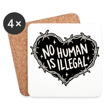 No Human Is Illegal - Untersetzer (4er-Set) - Weiß - Vorne