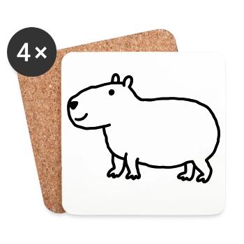 Handgezeichnete Capybara-Skizze – Niedlicher Nager - Untersetzer (4er-Set) - Weiß - Vorne