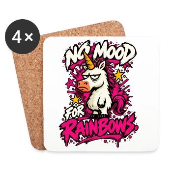 No Mood For Rainbows Lustiges Anti Einhorn Design - Untersetzer (4er-Set) - Weiß - Vorne
