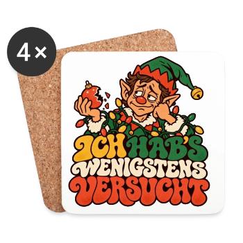 Ich hab's wenigstens versucht Wichtel Weihnachten - Untersetzer (4er-Set) - Weiß - Vorne