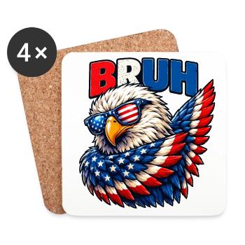 American Flag Bruh Dabbing Eagle Men Boys - Untersetzer (4er-Set) - Weiß - Vorne
