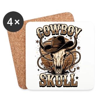 Cowboy Skull – Vintage Western mit Cowboyhut - Untersetzer (4er-Set) - Weiß - Vorne