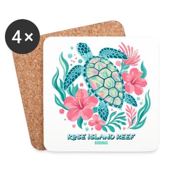 Pink Reef Islands-Schildkröte auf den Bahamas - Untersetzer (4er-Set) - Weiß - Vorne