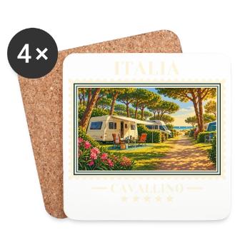 Italien Cavallino Camping Vintage Reisemarke - Untersetzer (4er-Set) - Weiß - Vorne