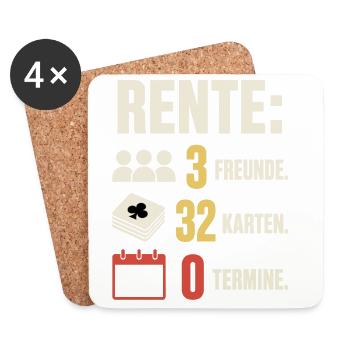 Rente 3 Freunde 32 Karten 0 Termine – Skat - Untersetzer (4er-Set) - Weiß - Vorne