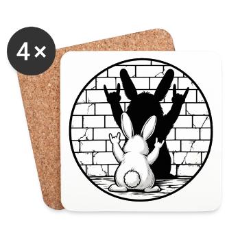 Hase und Schatten: Rockzeichen - Untersetzer (4er-Set) - Weiß - Vorne