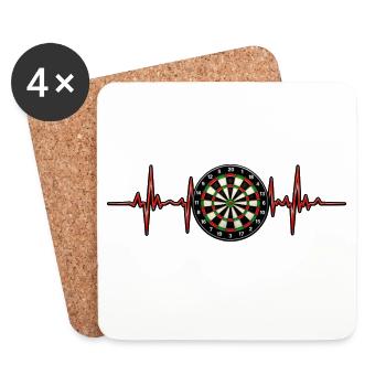Herzschlag trifft Dartboard - Untersetzer (4er-Set) - Weiß - Vorne