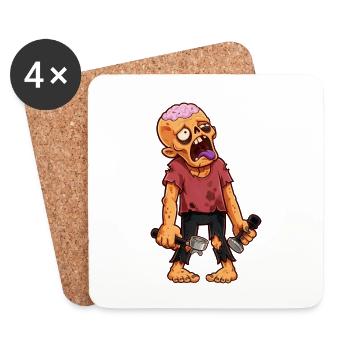 Kaffee-Zombie – Barista Siebträger Espresso Zombie - Untersetzer (4er-Set) - Weiß - Vorne