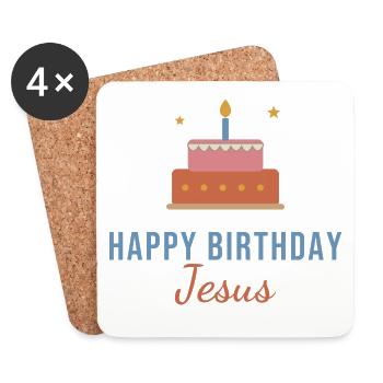 Happy Birthday Jesus – Christmas Cake - Untersetzer (4er-Set) - Weiß - Vorne