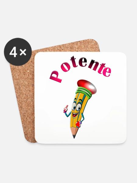 Powerful Pencil – Cartoon-Design für Wasserliebhaber - Untersetzer (4er-Set) - Weiß