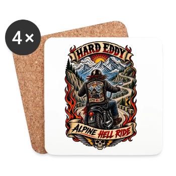 Hard Eddy - Alpine Hell Ride Patch - Untersetzer (4er-Set) - Weiß - Vorne