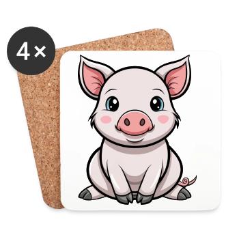 Süßes Baby-Schweinchen - Untersetzer (4er-Set) - Weiß - Vorne