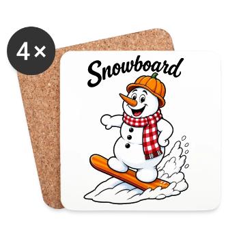 EG Schneemann I Winter I Snowboard I Schnee  - Untersetzer (4er-Set) - Weiß - Vorne